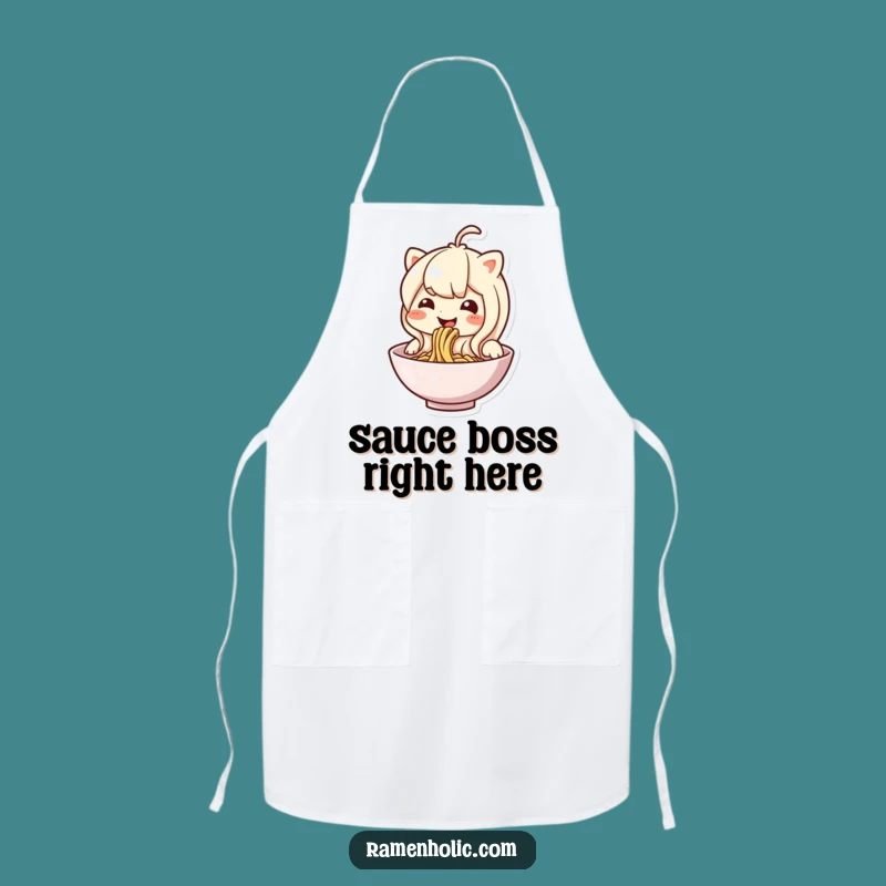Funny Noodle Apron: Chef's Delight Slurping Character Design, Kitchen Humor, Great Funny Gift