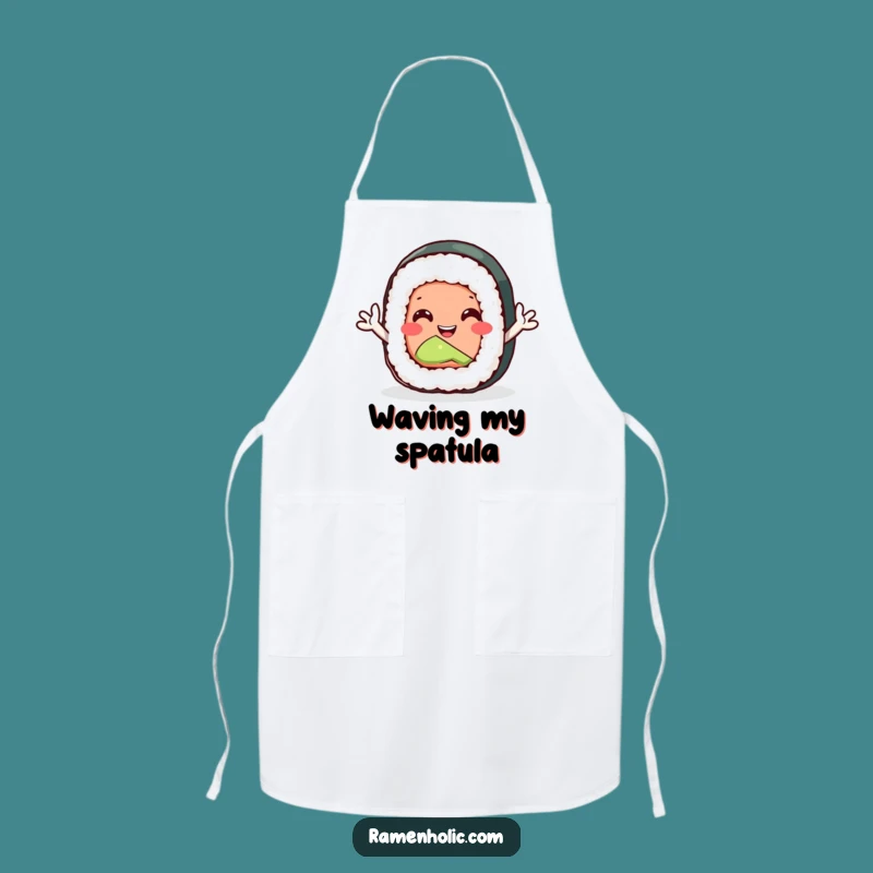 Funny Sushi Roll Apron: Waving Chef Essential, Perfect Cooking Gift