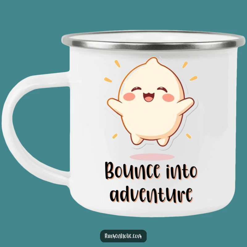 Funny Bouncing Mochi Camping Mug: Sip Your Adventure with Hilarious Cheer