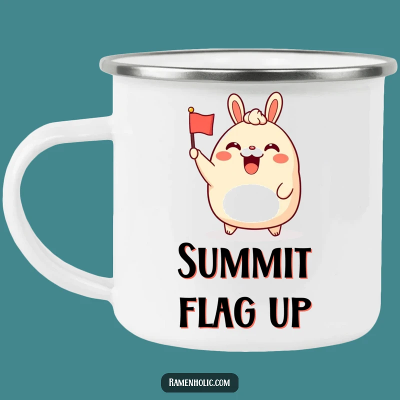 Durable Funny Bao Bun Camping Mug: Waving Character Design, Outdoor Humor, Great Funny Gift