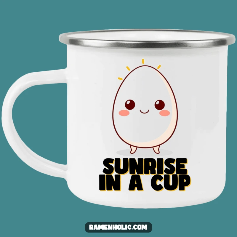 Funny Egg Smile Camping Mug: Sunny Breakfast Cup with Cheerful Character Gift!
