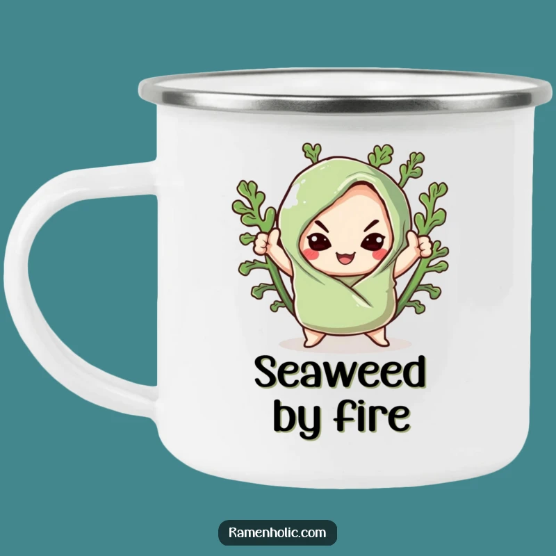 Funny Kawaii Seaweed Sushi Pose Camping Mug: Outdoor Sushi Art, Durable Funny Gift
