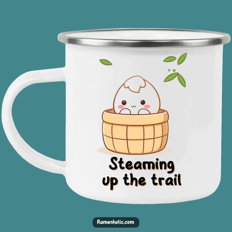 Funny Shy Mochi Camping Mug: Cute Kawaii Steamer Cup for Outdoor Adventures