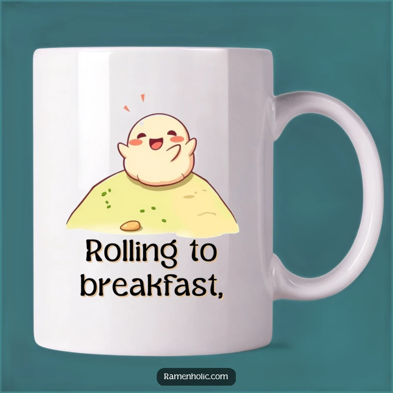 Funny Happy Dumpling Hill Roll Mug - Joyful Foodie Gift for Dumpling Lovers