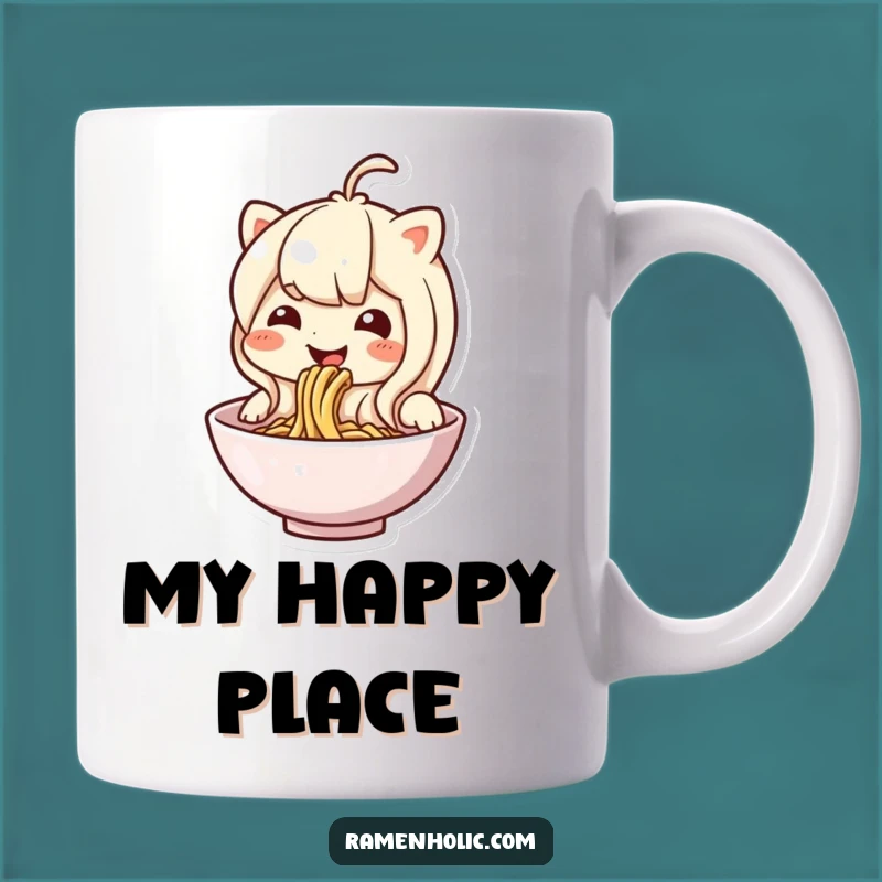 Funny Noodle Character Mug: Adorable Slurping Noodles Design, Perfect Funny Gift for Foodies