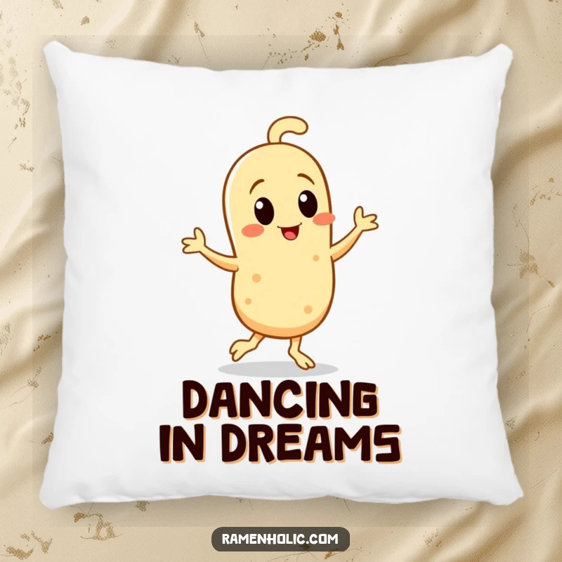 Funny Pillow showcasing a sesame seed character performing a hilarious jig, offering both comfort and humor.
