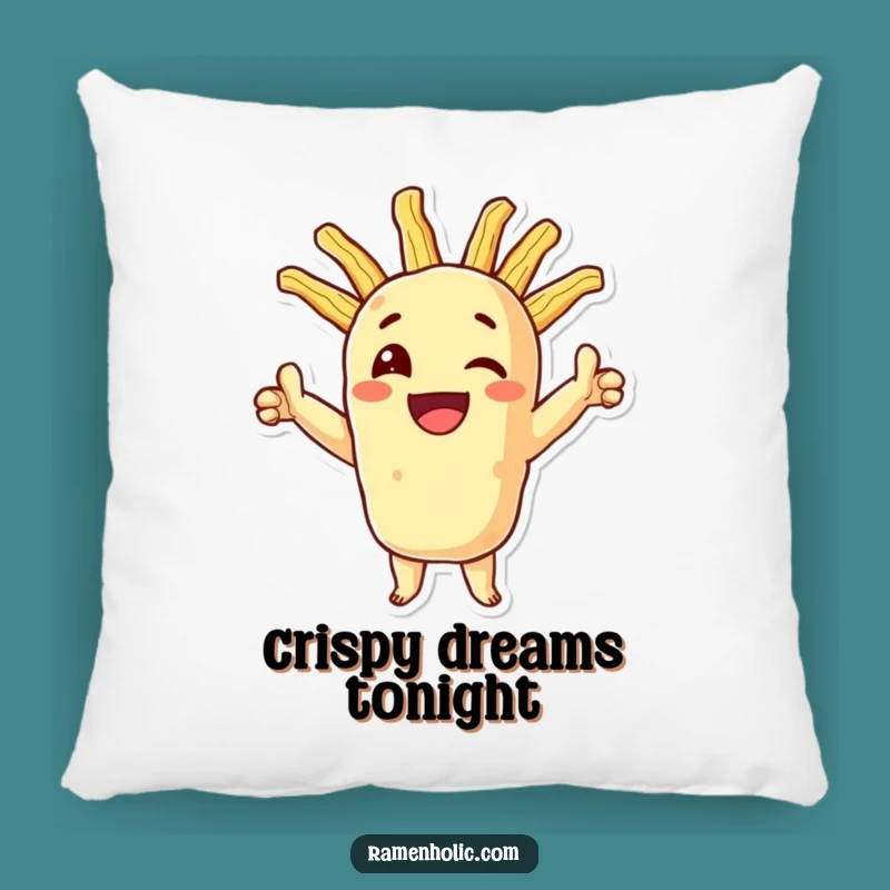 Funny Tempura Pillow: Crispy Victory Comfort, Cozy & Humorous Accent
