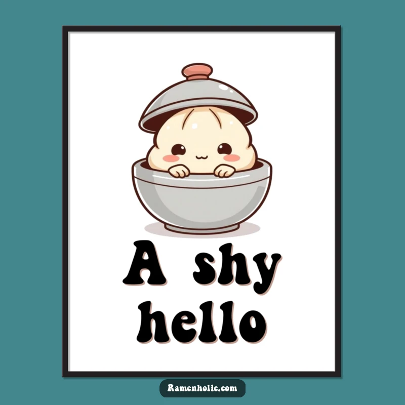 Funny Dumpling Digital Art: Shy Peek Decor, Instant Cozy Gift