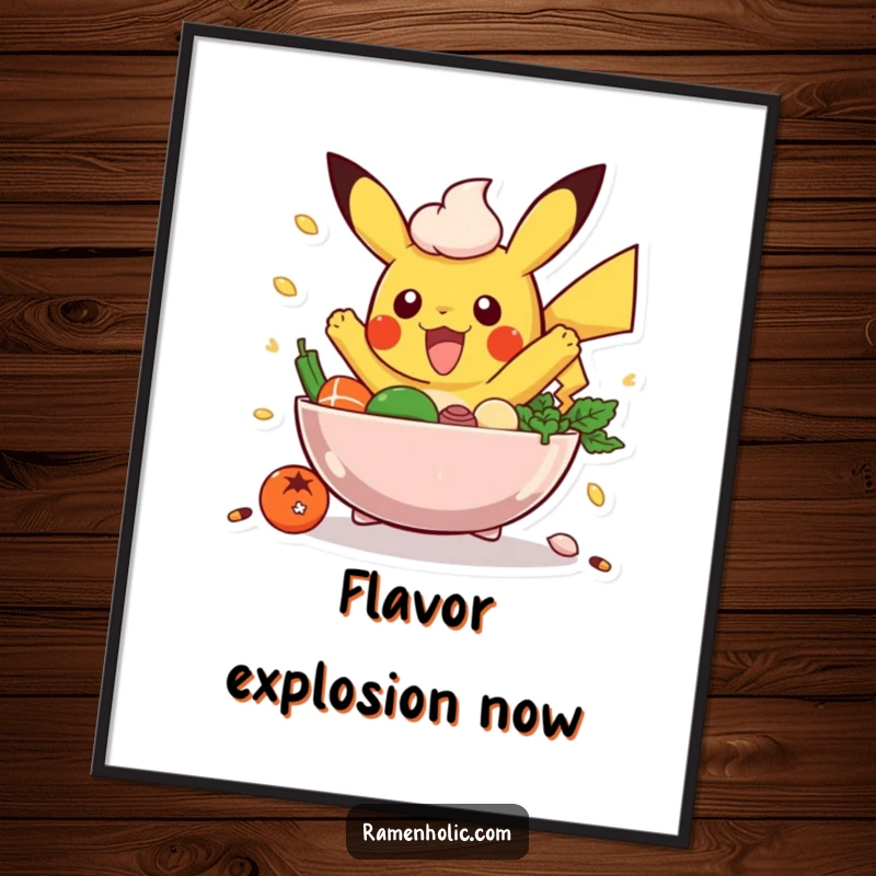 Funny Poke Bowl Digital Art: An excited poke bowl character with ingredients jumping, offering instant energy and culinary joy.