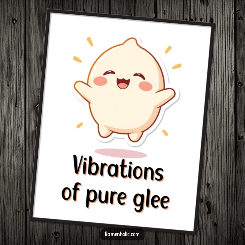 Funny mochi character digital art print, captured in a dynamic, laughing bounce, radiating pure happiness and playful energy.