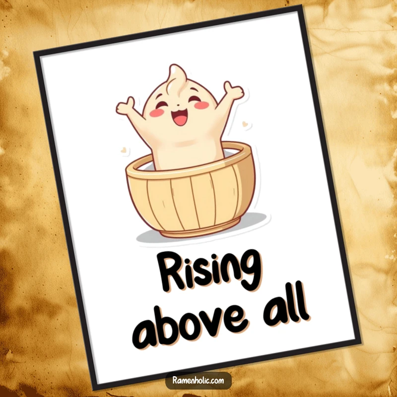 Funny dumpling leap digital art print, a downloadable file featuring a happy character jumping, perfect for joyful decor.