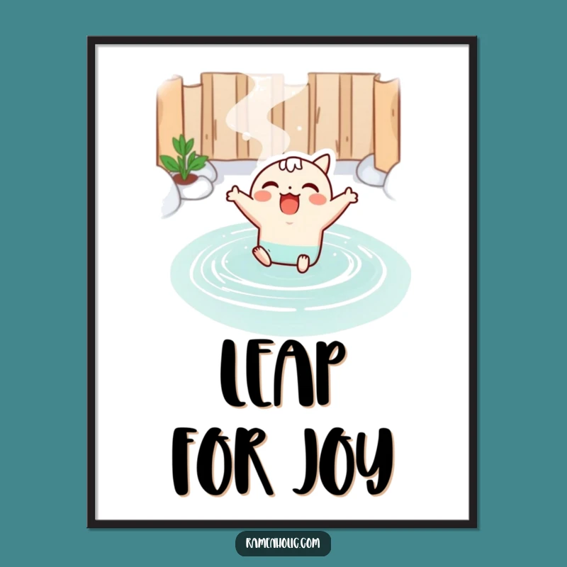 Funny Kawaii Miso Soup Hot Spring Digital Art: Printable Soup Decor, Instant Funny Gift