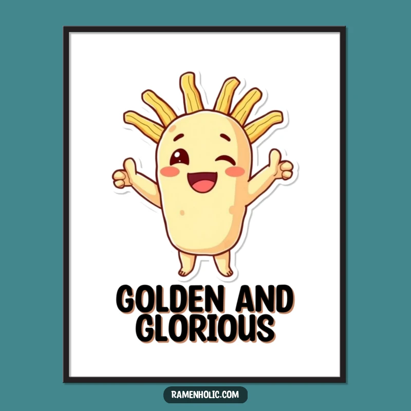 Funny Tempura Digital Art: Crispy Triumph Print, Foodie Wall Decor