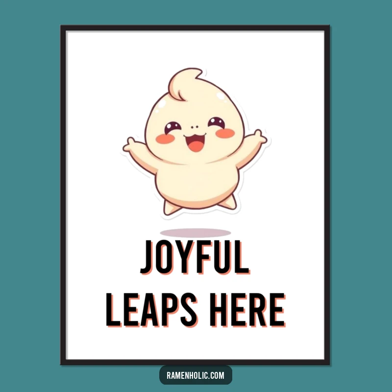 Funny Cheerful Dumpling Print, Instant Joyful Wall Art