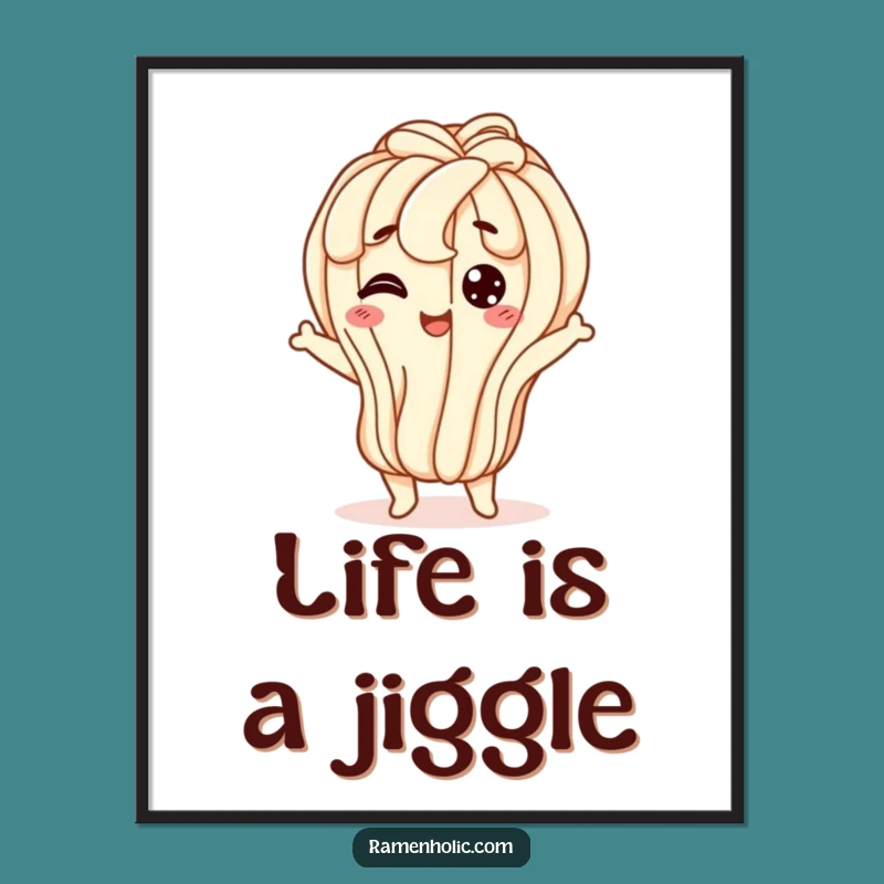 Funny Udon Digital Art: Wiggly Jiggle Print, Joyful Noodle Decor