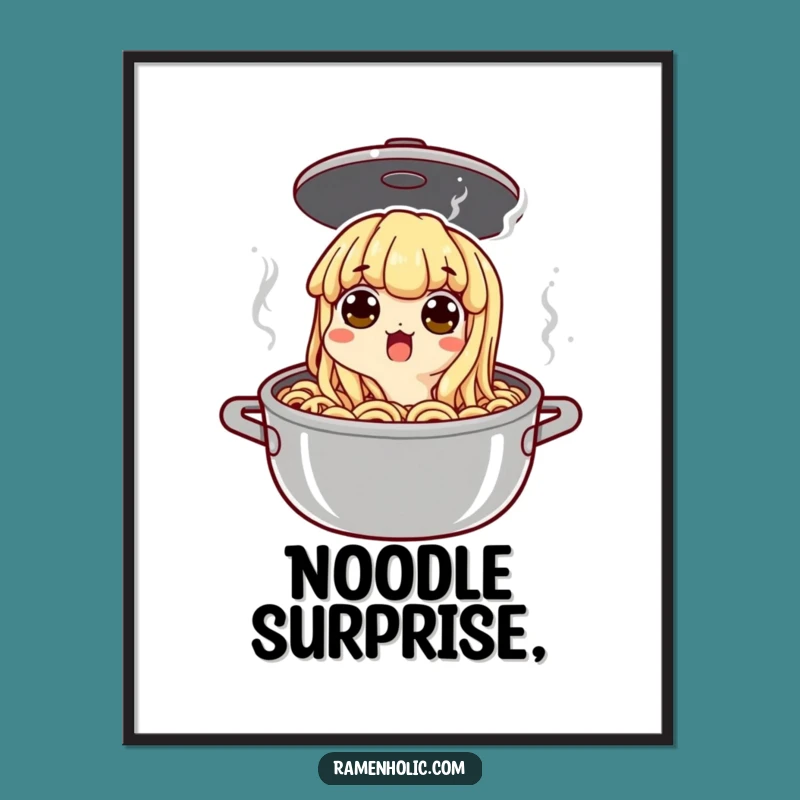 Funny Surprised Noodle Pot Digital Art - Instant Hilarious Ramen Decor