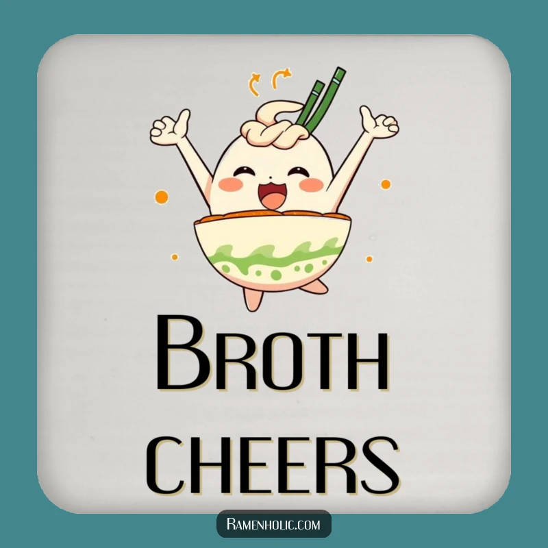 Funny Ramen Bowl Joy Coaster: Leaping Foodie's Hilarious Surface Protector