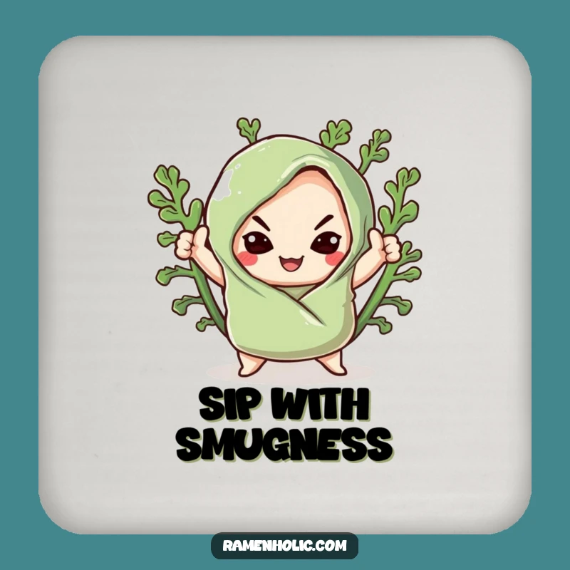 Funny Kawaii Seaweed Sushi Pose Coaster: Sushi Art, Tiny Bold Funny Gift