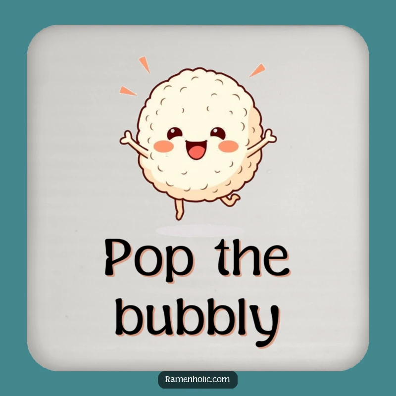 Funny Rice Ball Coaster: Celebratory Hop, Protects Surfaces Humorous