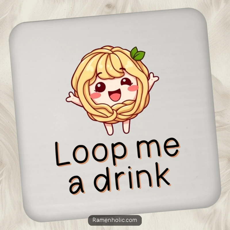 Funny Soba Noodle Coaster: A playful soba noodle character forming a happy loop, adding charm and protecting surfaces.