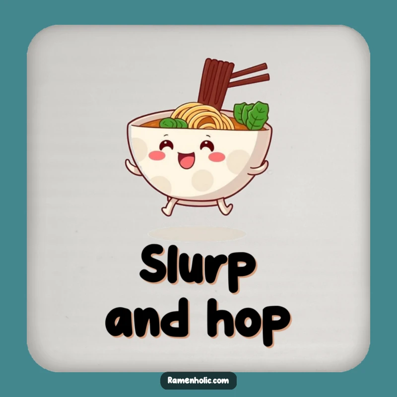 Funny Hopping Ramen Bowl Coaster Set - Cute Foodie Art Drink Protector