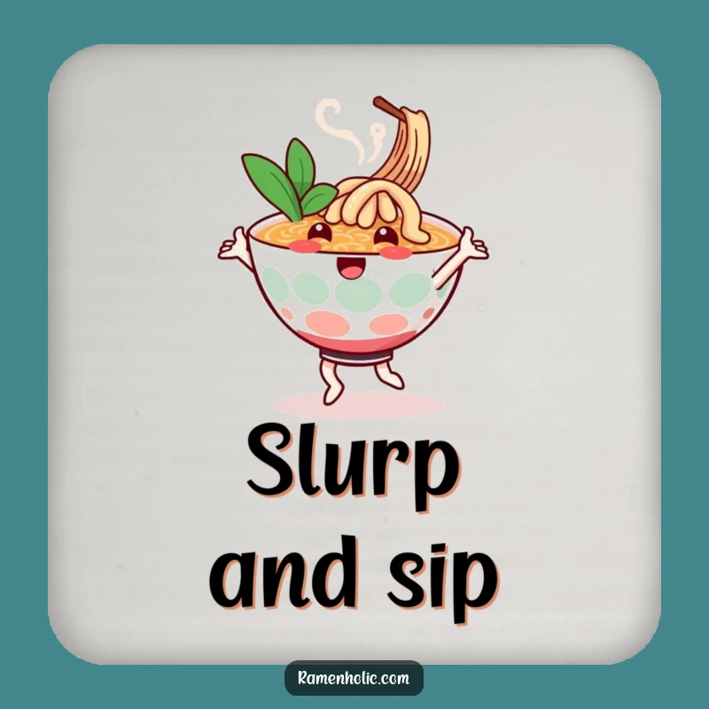 Funny Ramen Dance Drink Coaster: Noodle Bowl, Humorous Table Protector