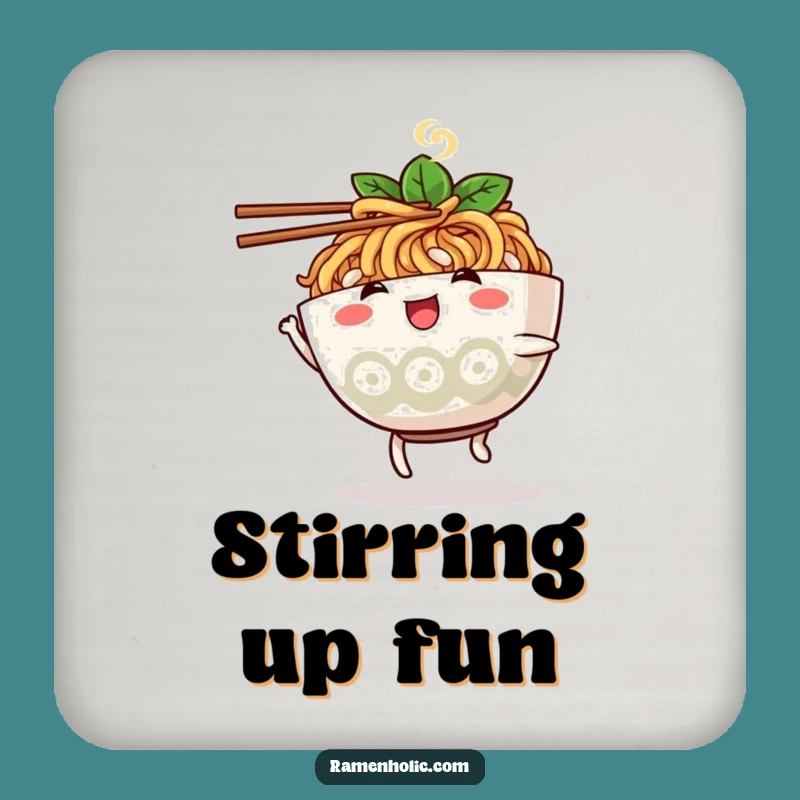Funny Ramen Coaster: Dancing Character Art, Protect Surfaces With Humor, Cute Gift