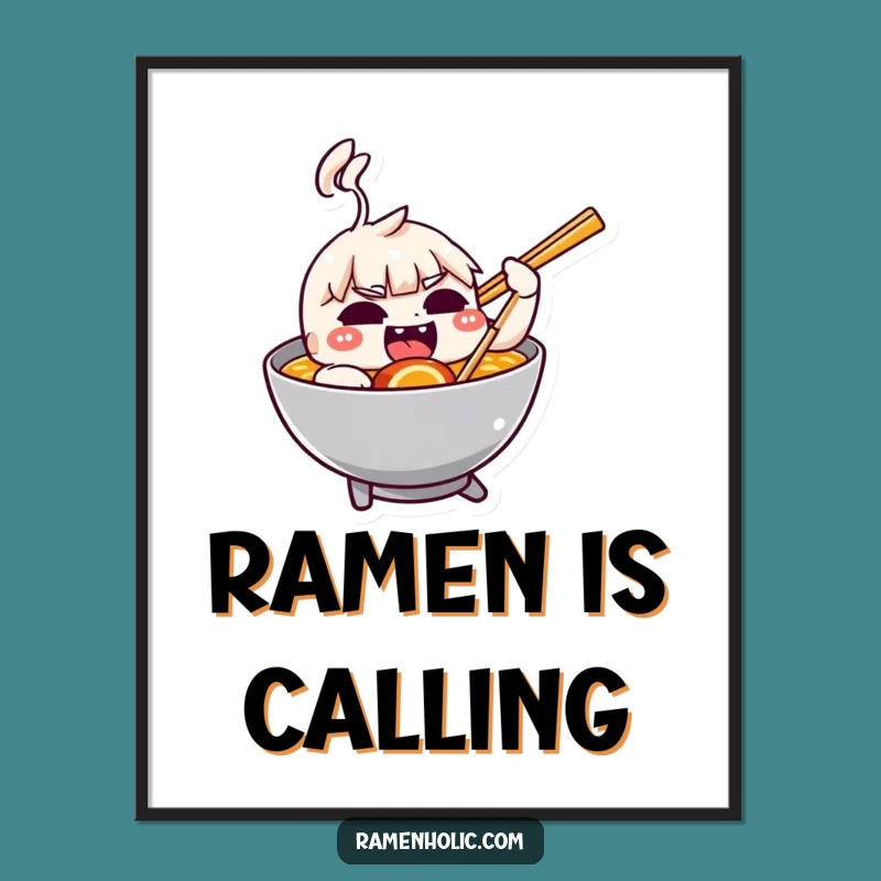 Funny Chopstick Ramen Poster - Whimsical Food Art Gift