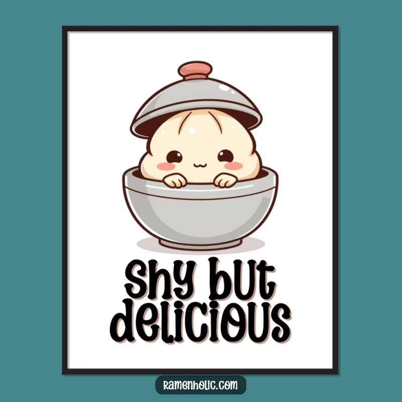 Funny Dumpling Poster: Shy Peek Art, Perfect Gift for Food Lovers
