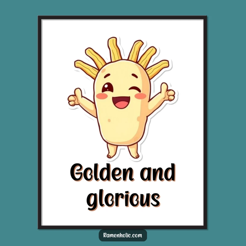 Funny Tempura Poster: Triumphant Crispy Art, Foodie Wall Decor