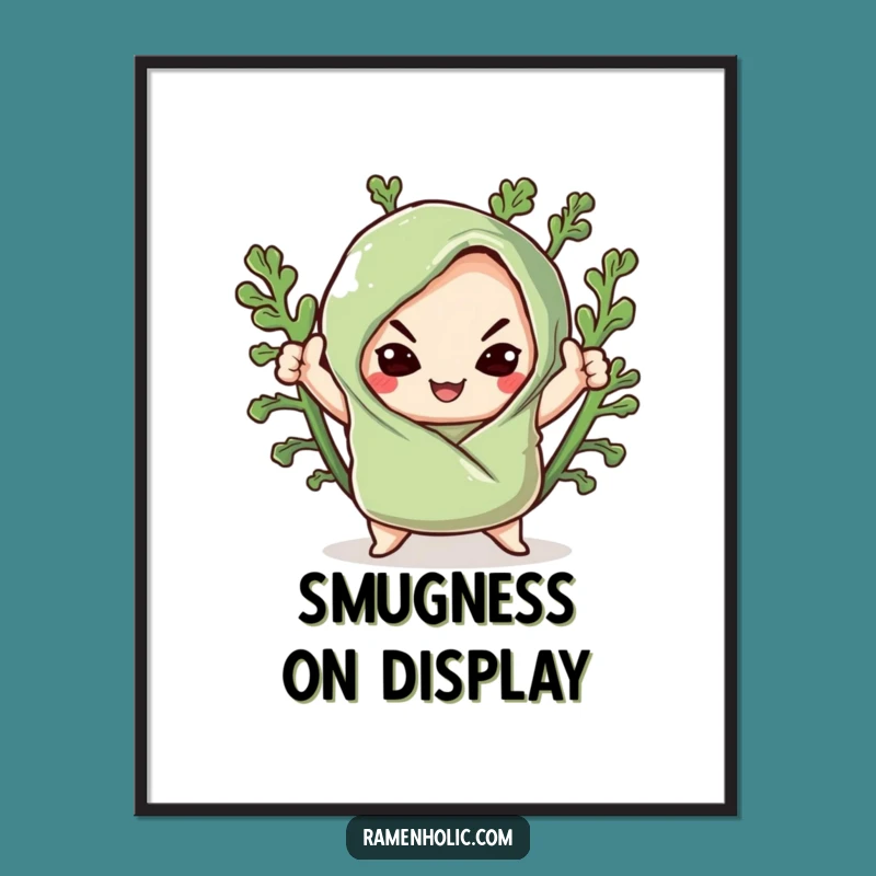 Funny Kawaii Seaweed Sushi Pose Poster: Bold Sushi Art, Striking Funny Gift Decor