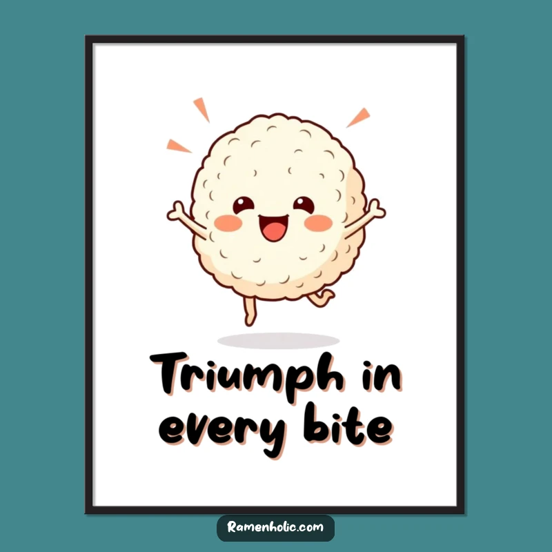 Funny Rice Ball Poster: Celebratory Hop Art, Joyful Wall Decor