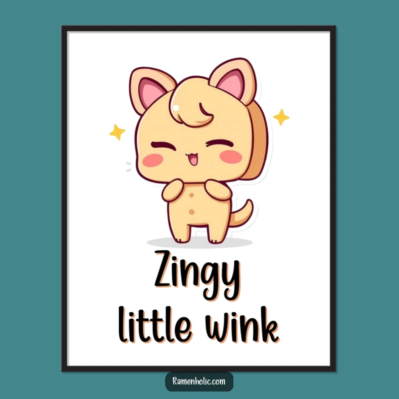 Funny Ginger Wink Poster: Zesty Wall Art with Playful Character Decor Gift!