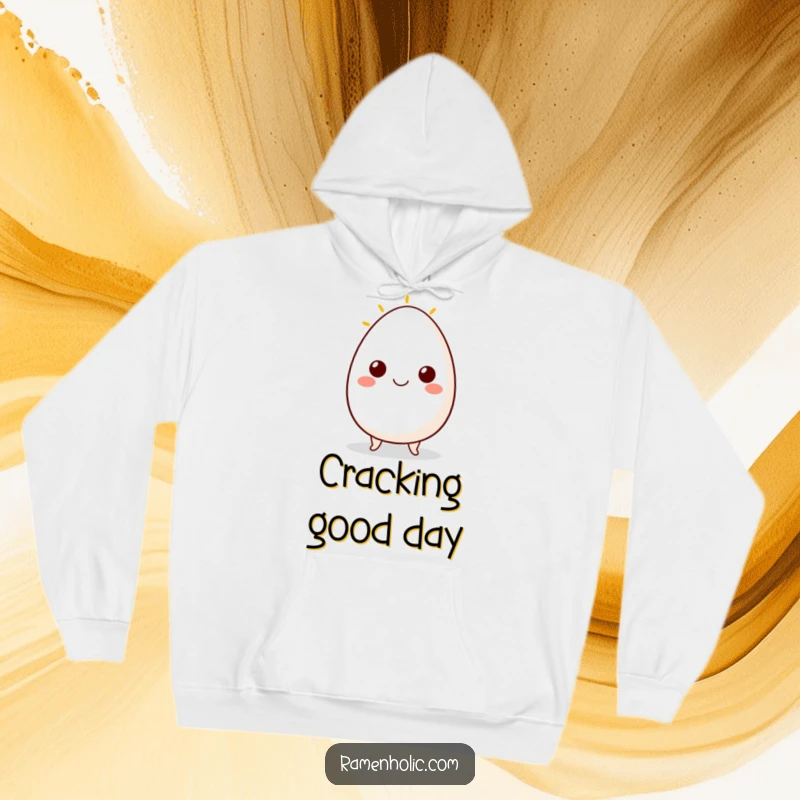Funny hoodie featuring a cute egg character with a sunny side up smile, offering cozy comfort and breakfast cheer.