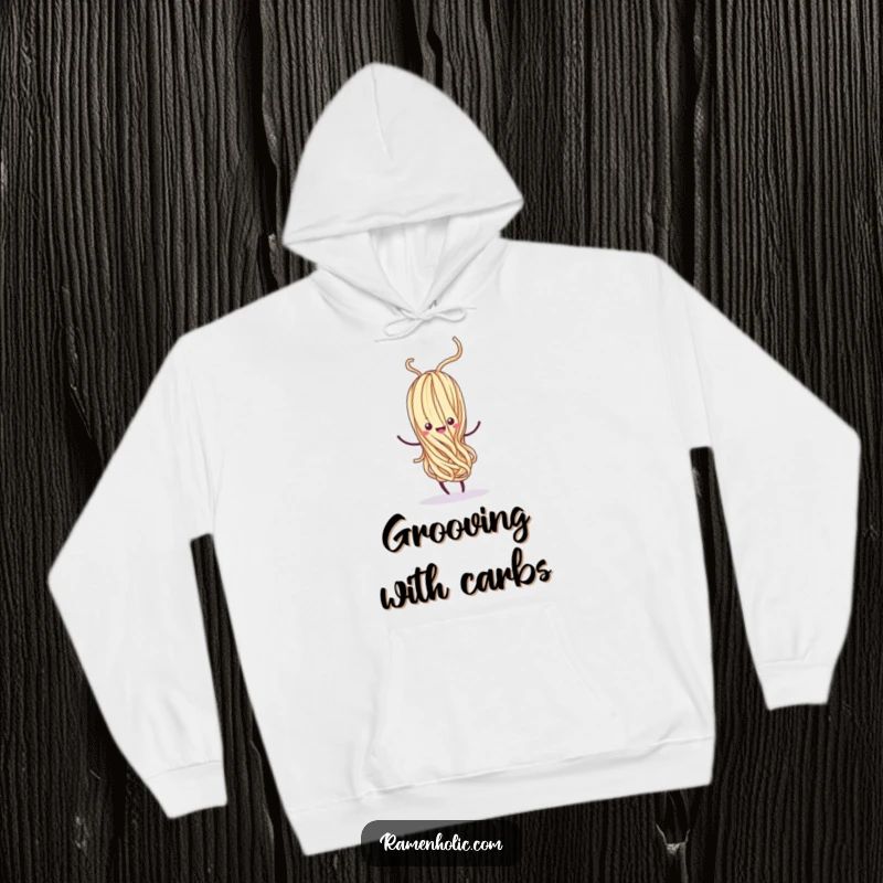 Funny Kawaii noodle strand doing a whimsical dance, with a happy swirling motion, cozy and fun design, perfect funny gift.