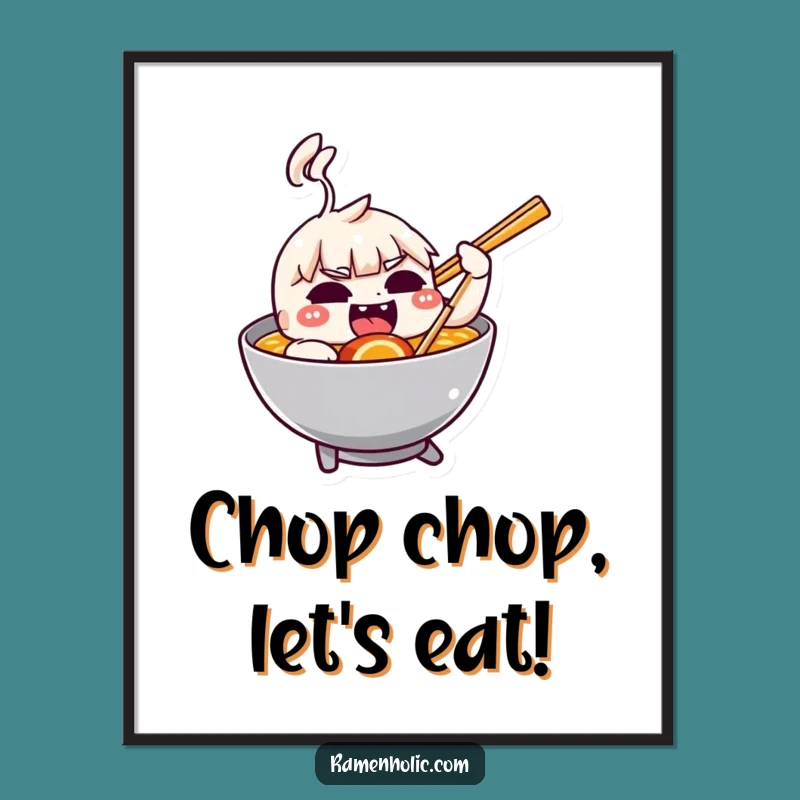Funny Free Printable Wall Art: Chopstick Nudges Ramen - Quirky Foodie Decor