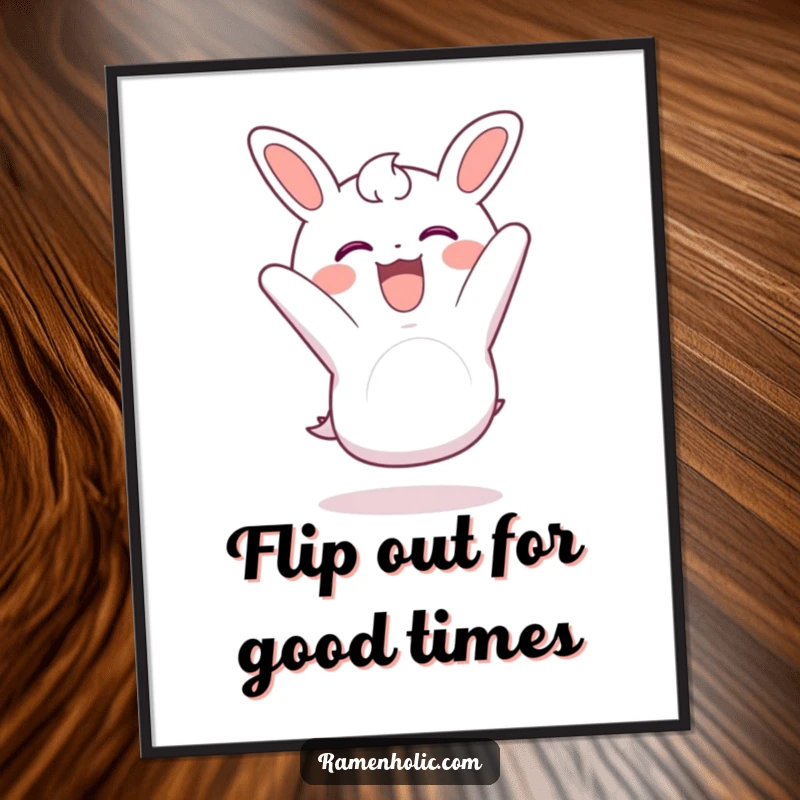 Funny Free Printable Wall Art: A happy piece of nori doing a somersault with glee, bringing dynamic energy.