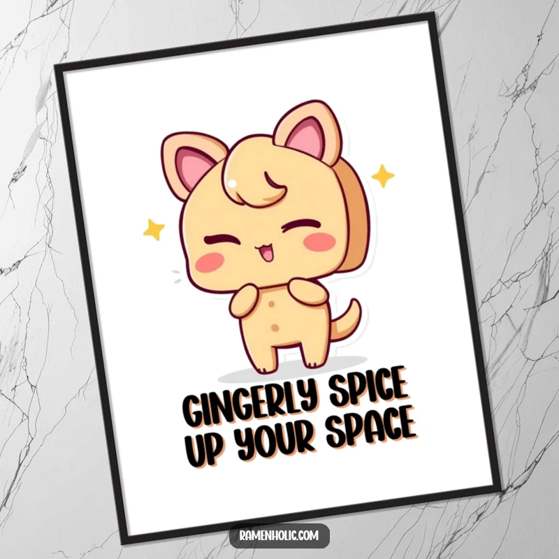 Funny Free Printable Wall Art of a ginger slice character winking playfully, adding a quirky and humorous touch.