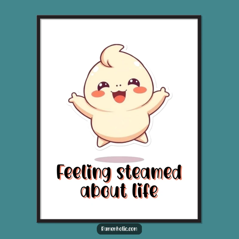 Free Printable Wall Art: Cheerful Dumpling Leaping With Joy Funny Downloadable Art