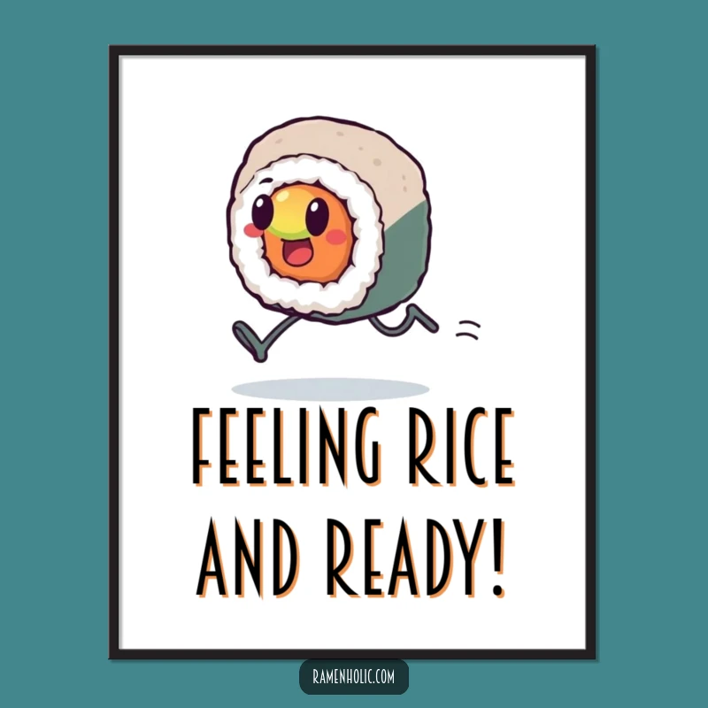 Funny Free Printable Wall Art: Kawaii Sushi Sprint - Downloadable Food Art