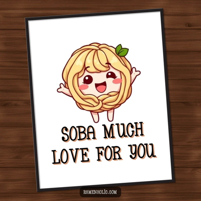 Funny Free Printable Wall Art: A playful soba noodle character forming a perfect, happy loop.