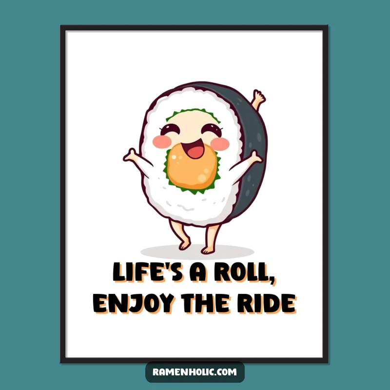 Free Printable Sushi Roll Cartwheel Art - Funny Downloadable Poster