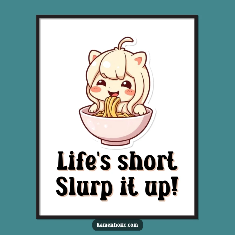 Funny Free Printable Wall Art: Noodle character art for a unique downloadable gift