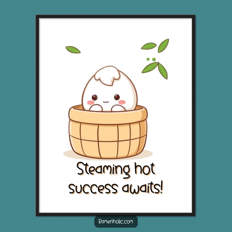 Free Printable Wall Art: Shy Mochi Steamer Cute Funny Downloadable Decor