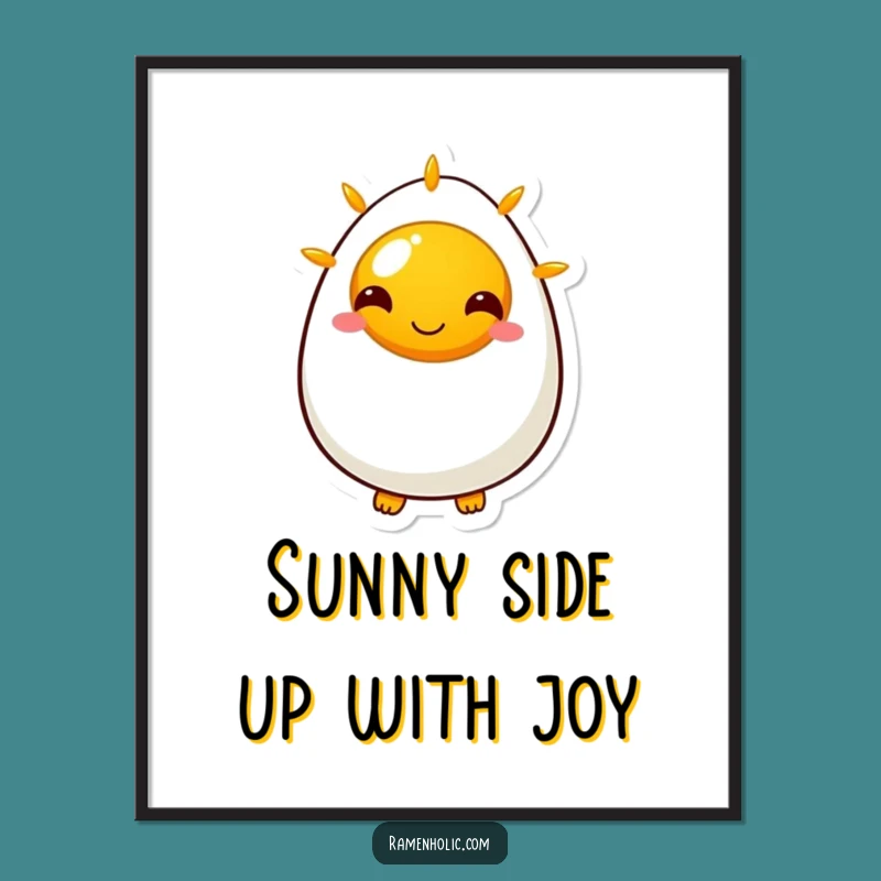 Free Printable Wall Art: Egg Character Sunny Smile, Funny Downloadable Decor