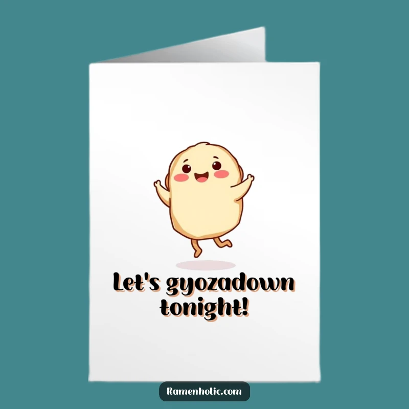 Free Printable Birthday Card: Dancing Gyoza Twirl, Festive Dumpling Downloadable Gift