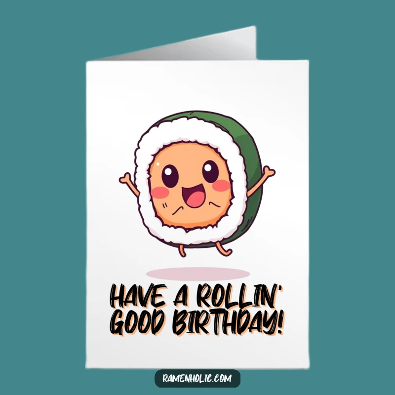 Free Printable Birthday Card: Jumping Sushi for a fun downloadable gift