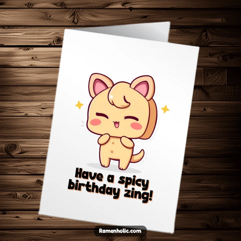 Funny Free Printable Birthday Card featuring a ginger slice character winking playfully, adding a mischievous touch.