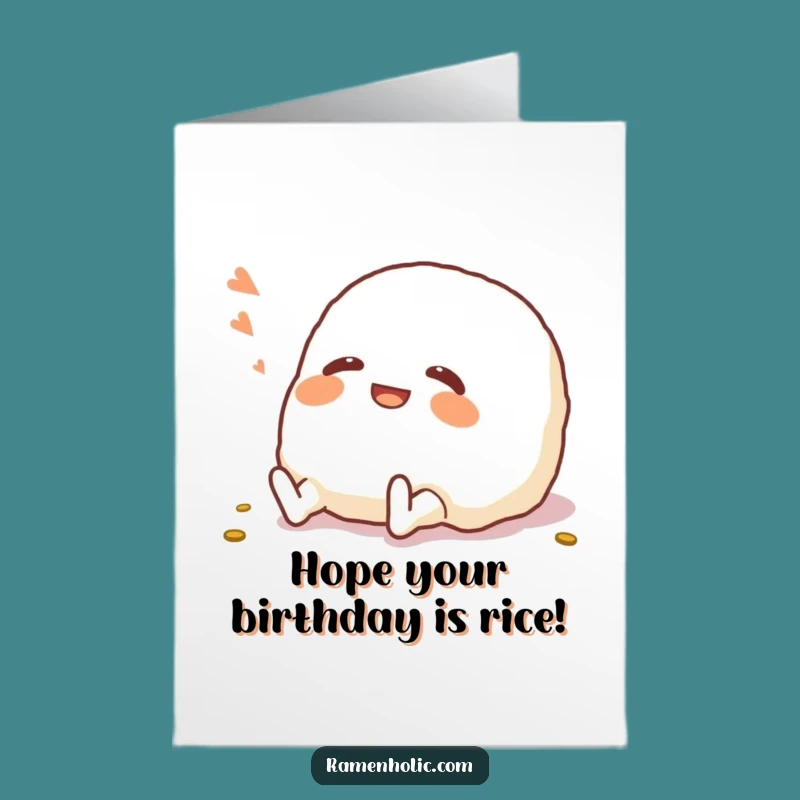 Free Printable Funny Birthday Card: Giggling Onigiri Rolling Laughs Downloadable Gift