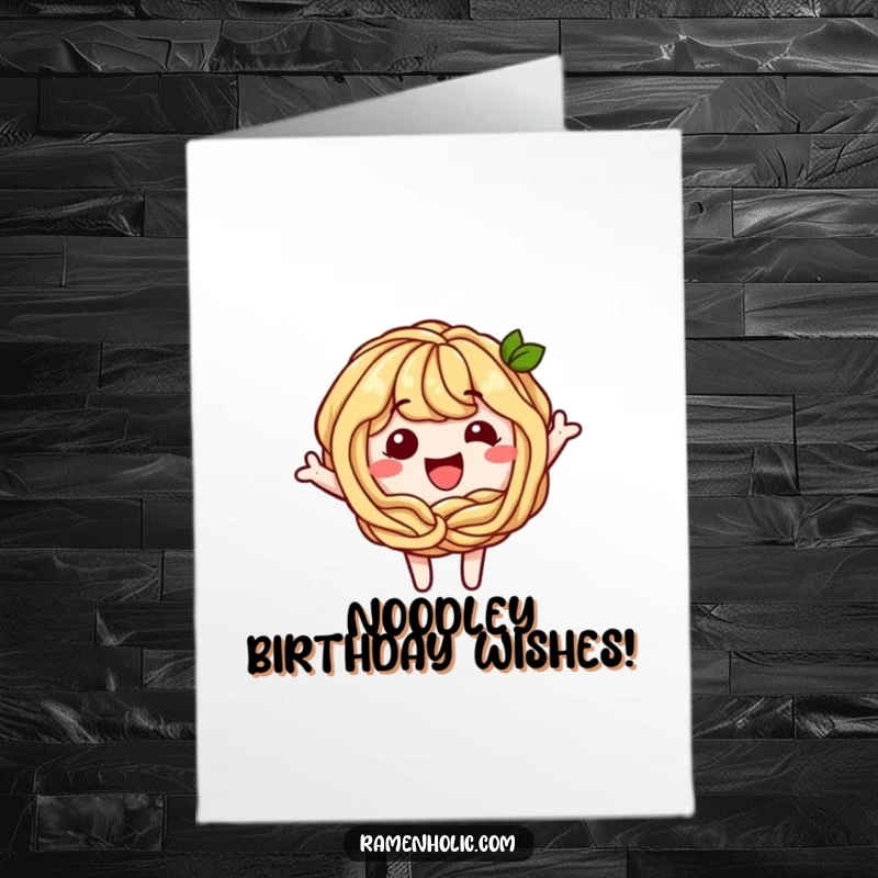 Funny Free Printable Birthday Card: A playful soba noodle character happily forming a perfect loop.